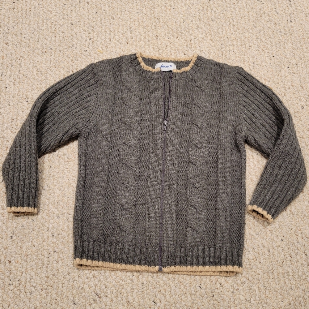 Jacadi grey wool cardigan zip up